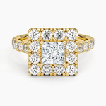 Adele Halo Diamond Ring Yellow Gold 18k Princess Engagement Ring