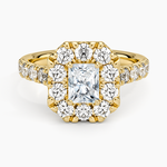 Adele Halo Diamond Ring Yellow Gold 18k Radiant Engagement Ring