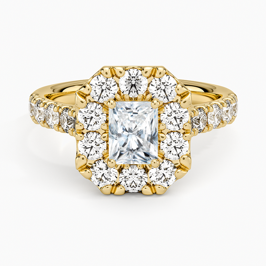 Adele Halo Diamond Ring Yellow Gold 18k Radiant Engagement Ring