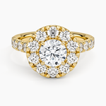 Adele Halo Diamond Ring Yellow Gold 18k Round Engagement Ring