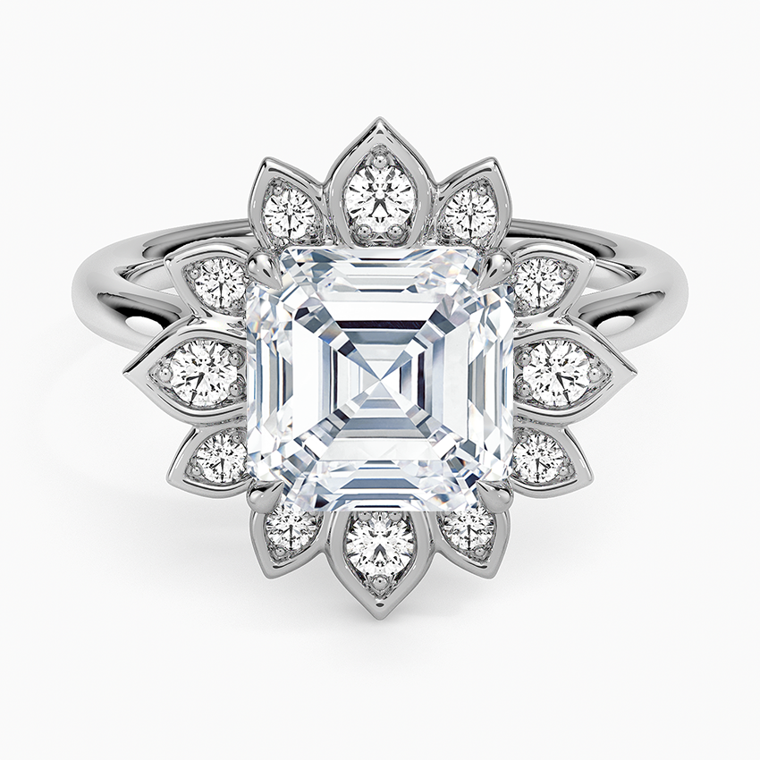 Fiore Halo Diamond Ring (1/4 ct. tw.) Platinum Asscher Engagement Ring