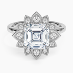 Fiore Halo Diamond Ring (1/4 ct. tw.) Platinum Asscher Engagement Ring