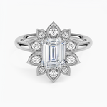 Fiore Halo Diamond Ring (1/4 ct. tw.) Platinum Emerald Engagement Ring