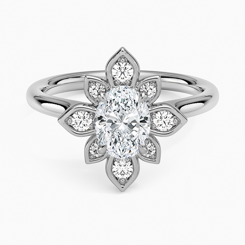 Fiore Halo Diamond Ring (1/4 ct. tw.) Platinum Oval Engagement Ring