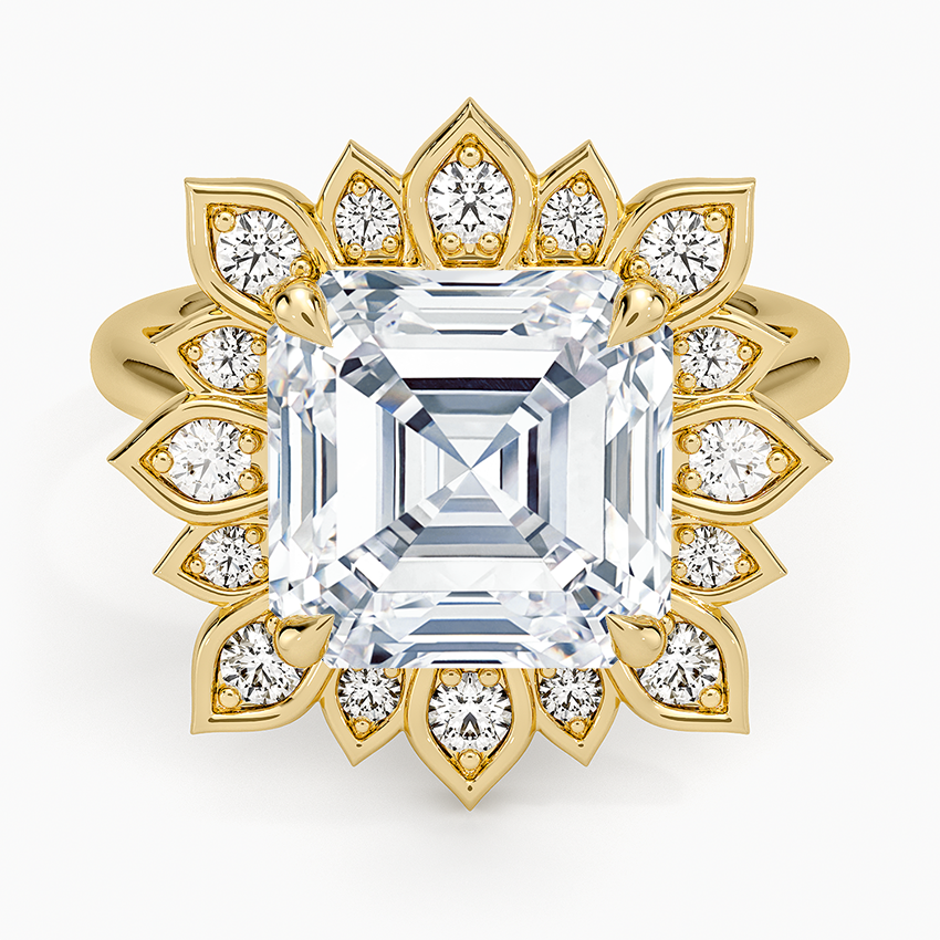 Fiore Halo Diamond Ring (1/4 ct. tw.) Yellow Gold 18k Asscher Engagement Ring