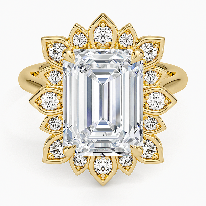 Fiore Halo Diamond Ring (1/4 ct. tw.) Yellow Gold 18k Emerald Engagement Ring