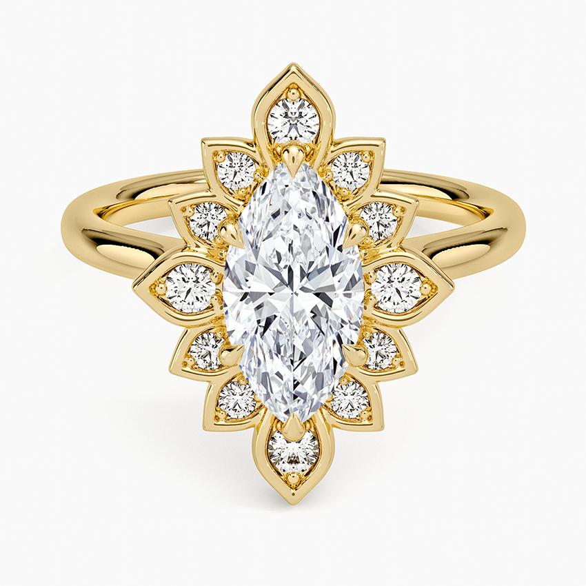 Fiore Halo Diamond Ring (1/4 ct. tw.) Yellow Gold 18k Marquise Engagement Ring