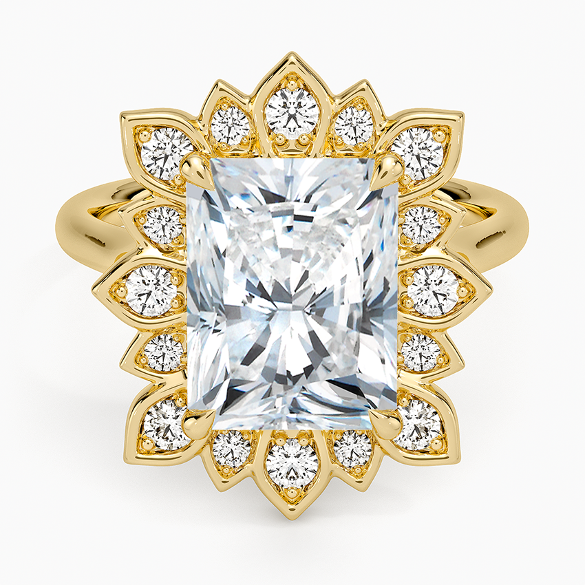 Fiore Halo Diamond Ring (1/4 ct. tw.) Yellow Gold 18k Radiant Engagement Ring