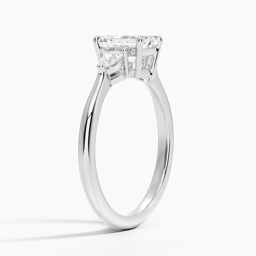 Petite Opera Three Stone Diamond Ring (1/4 ct. tw.) Platinum Emerald Engagement Ring