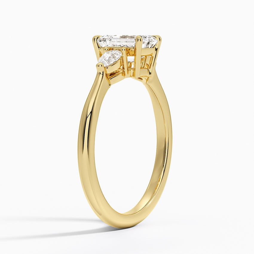Petite Opera Three Stone Diamond Ring (1/4 ct. tw.) Yellow Gold 18k Emerald Engagement Ring