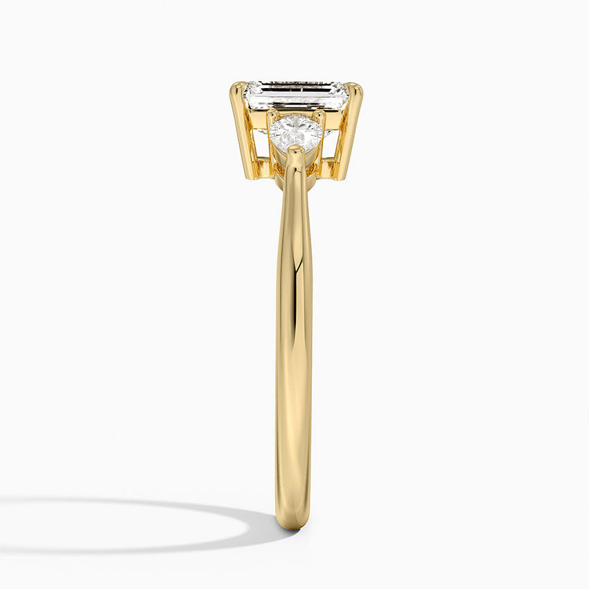 Petite Opera Three Stone Diamond Ring (1/4 ct. tw.) Yellow Gold 18k Emerald Engagement Ring