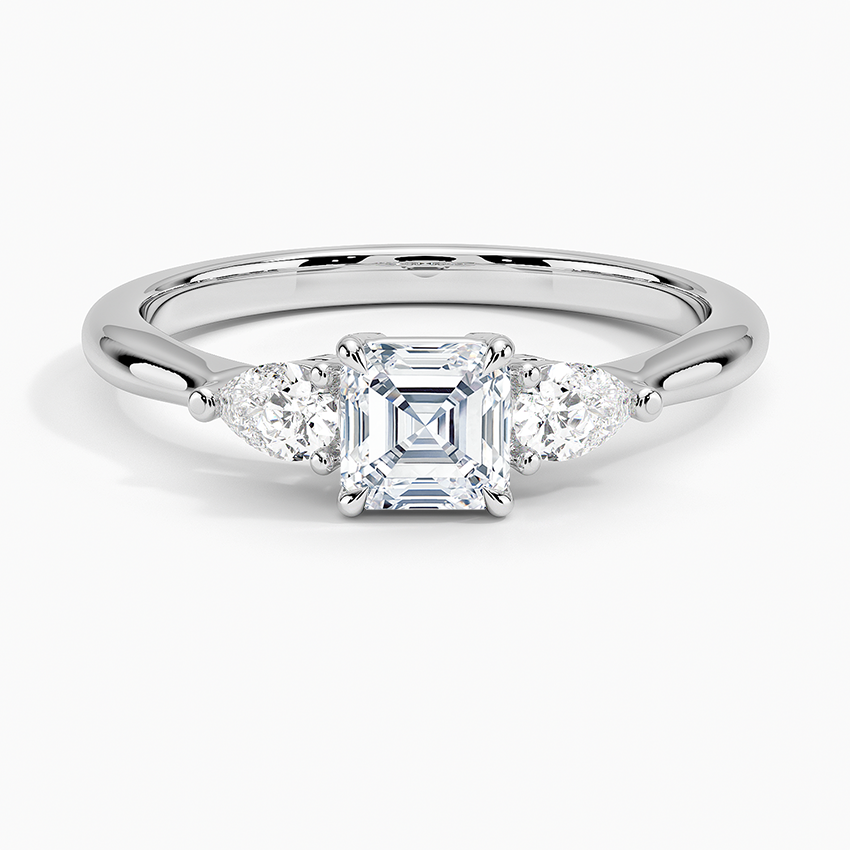 Petite Opera Three Stone Diamond Ring (1/4 ct. tw.) Platinum Asscher Engagement Ring