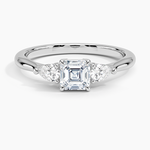 Petite Opera Three Stone Diamond Ring (1/4 ct. tw.) Platinum Asscher Engagement Ring