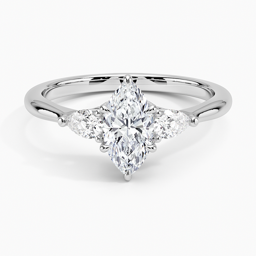 Petite Opera Three Stone Diamond Ring (1/4 ct. tw.) Platinum Marquise Engagement Ring