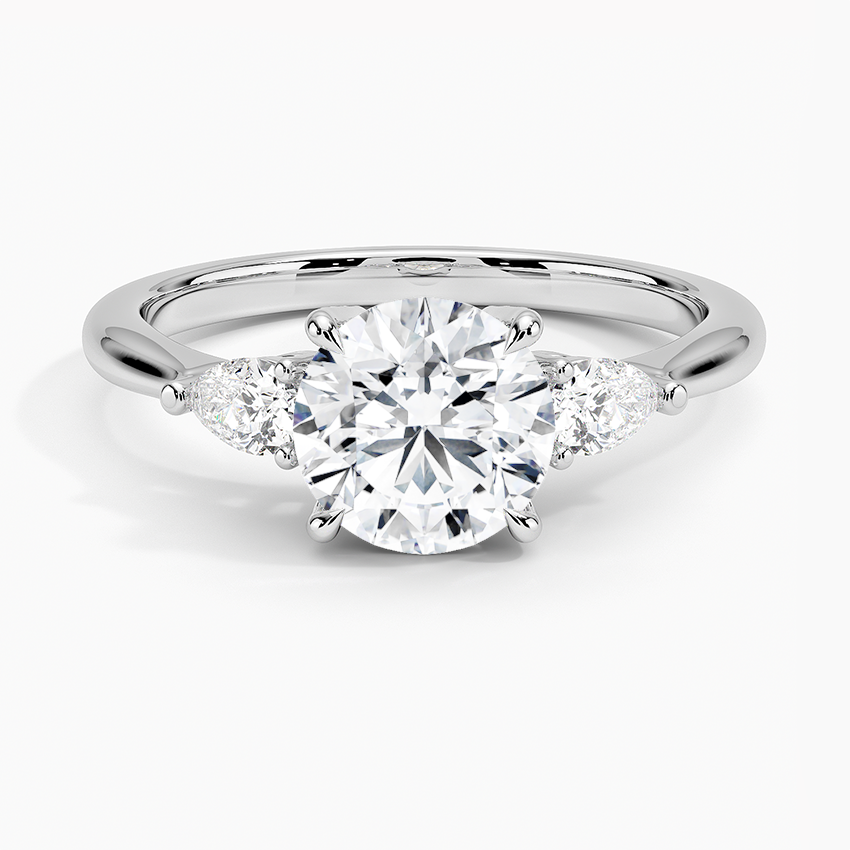 Petite Opera Three Stone Diamond Ring (1/4 ct. tw.) Platinum Round Engagement Ring
