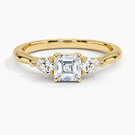 Petite Opera Three Stone Diamond Ring (1/4 ct. tw.) Yellow Gold 18k Asscher Engagement Ring