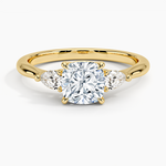 Petite Opera Three Stone Diamond Ring (1/4 ct. tw.) Yellow Gold 18k Cushion Engagement Ring