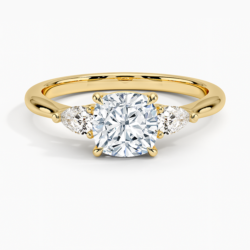 Petite Opera Three Stone Diamond Ring (1/4 ct. tw.) Yellow Gold 18k Cushion Engagement Ring