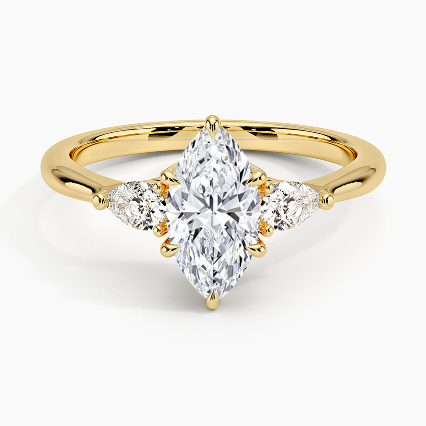 Petite Opera Three Stone Diamond Ring (1/4 ct. tw.) Yellow Gold 18k Marquise Engagement Ring