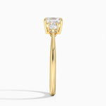 Adorned Petite Opera Three Stone Diamond Ring Yellow Gold 18k Asscher Engagement Ring