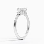 Adorned Petite Opera Three Stone Diamond Ring Platinum Cushion Engagement Ring