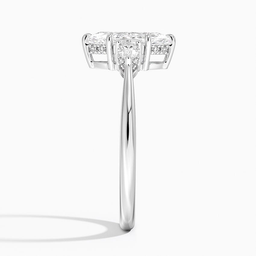 Adorned Petite Opera Three Stone Diamond Ring Platinum Marquise Engagement Ring