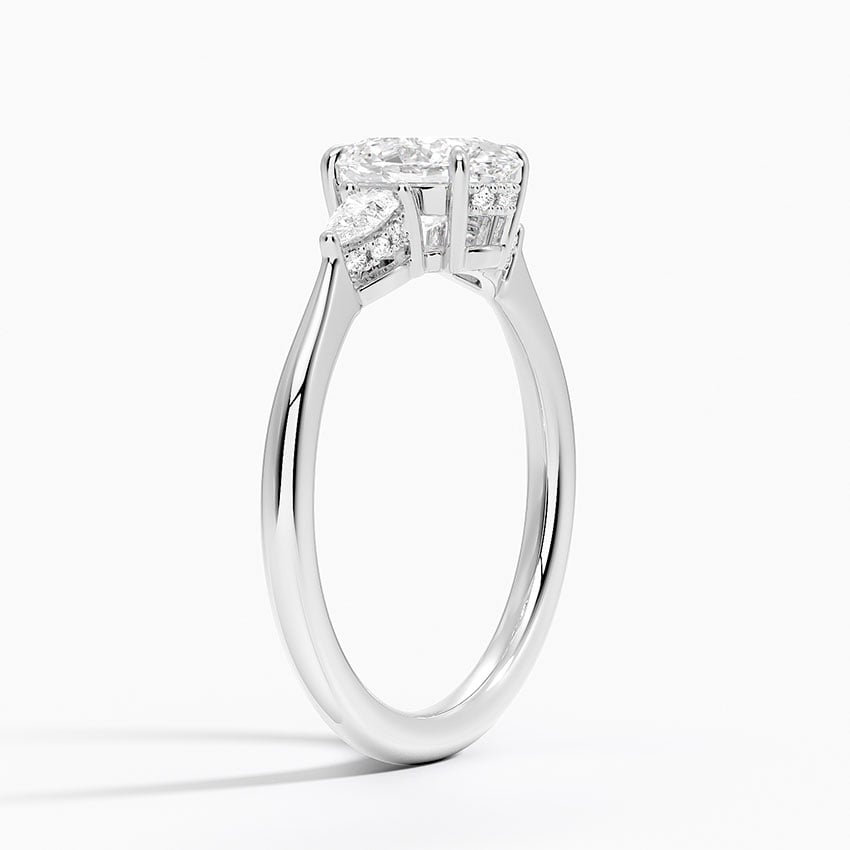 Adorned Petite Opera Three Stone Diamond Ring Platinum Oval Engagement Ring