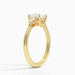 Adorned Petite Opera Three Stone Diamond Ring Yellow Gold 18k Princess Engagement Ring