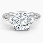 Adorned Petite Opera Three Stone Diamond Ring Platinum Cushion Engagement Ring