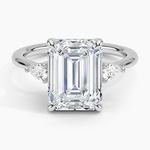 Adorned Petite Opera Three Stone Diamond Ring Platinum Emerald Engagement Ring