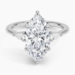 Adorned Petite Opera Three Stone Diamond Ring Platinum Marquise Engagement Ring