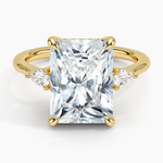 Adorned Petite Opera Three Stone Diamond Ring Yellow Gold 18k Radiant Engagement Ring