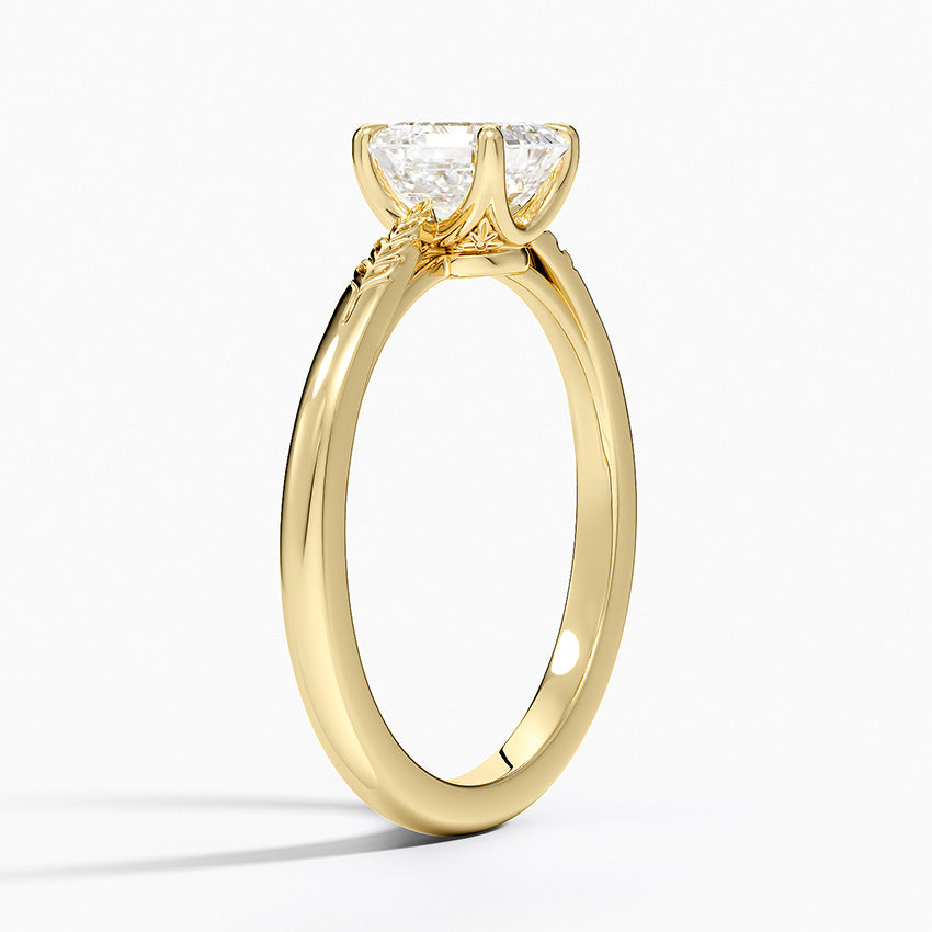 Laurel Engraved Ring Yellow Gold 18k Asscher Engagement Ring