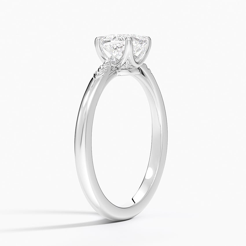 Laurel Engraved Ring Platinum Cushion Engagement Ring