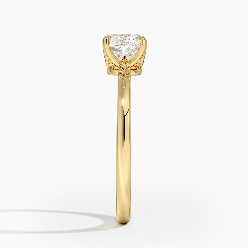 Laurel Engraved Ring Yellow Gold 18k Cushion Engagement Ring