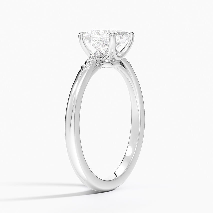 Laurel Engraved Ring Platinum Princess Engagement Ring