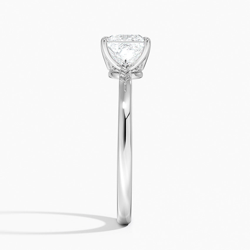 Laurel Engraved Ring Platinum Princess Engagement Ring
