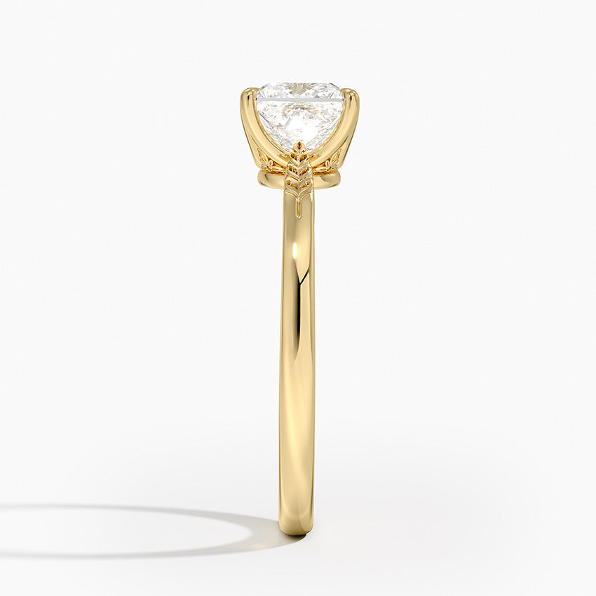Laurel Engraved Ring Yellow Gold 18k Princess Engagement Ring