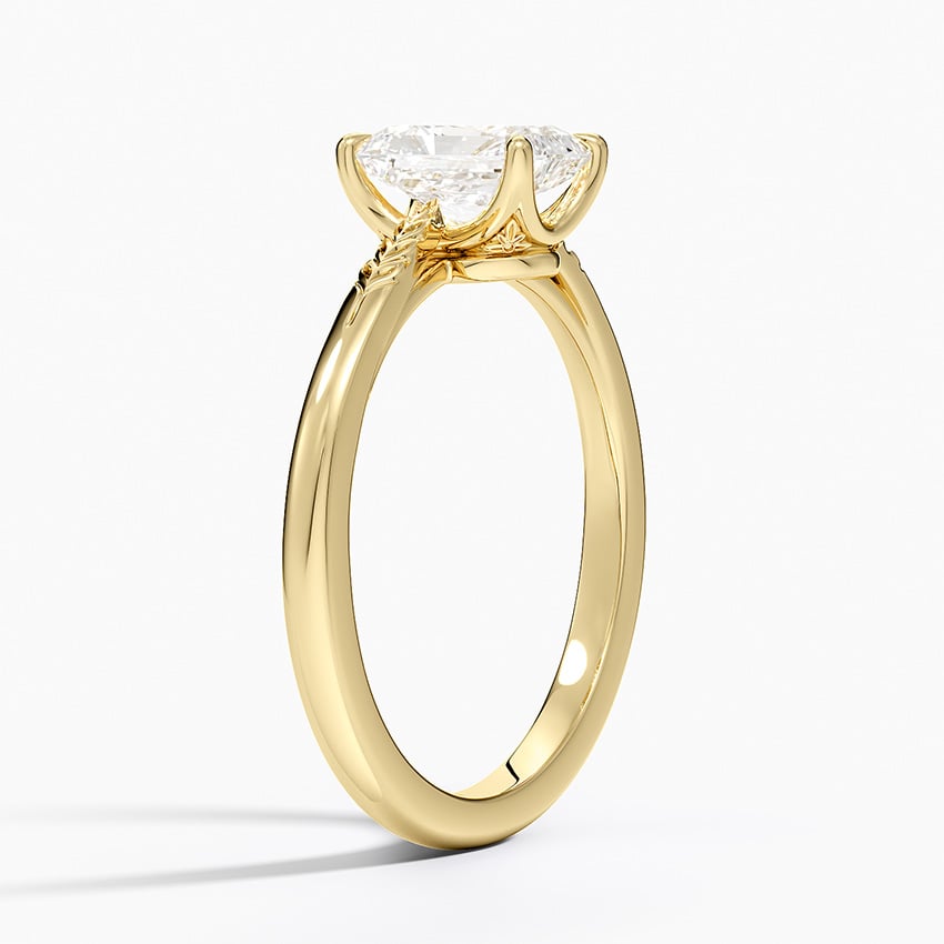 Laurel Engraved Ring Yellow Gold 18k Radiant Engagement Ring