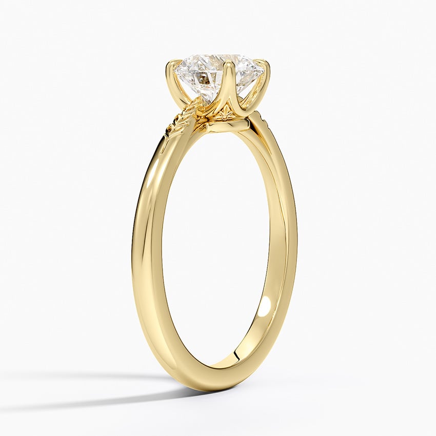 Laurel Engraved Ring Yellow Gold 18k Round Engagement Ring