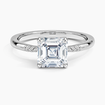 Laurel Engraved Ring Platinum Asscher Engagement Ring