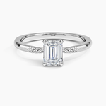 Laurel Engraved Ring Platinum Emerald Engagement Ring