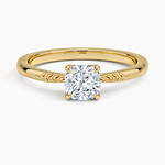 Laurel Engraved Ring Yellow Gold 18k Cushion Engagement Ring