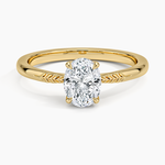 Laurel Engraved Ring Yellow Gold 18k Oval Engagement Ring