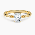 Laurel Engraved Ring Yellow Gold 18k Radiant Engagement Ring