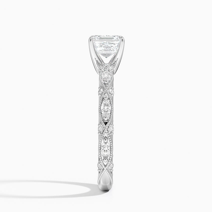 Celestia Milgrain Diamond Ring (1/4 ct. tw.) Platinum Asscher Engagement Ring