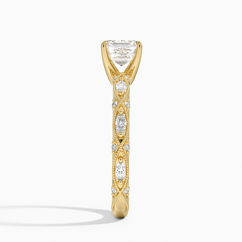 Celestia Milgrain Diamond Ring (1/4 ct. tw.) Yellow Gold 18k Asscher Engagement Ring