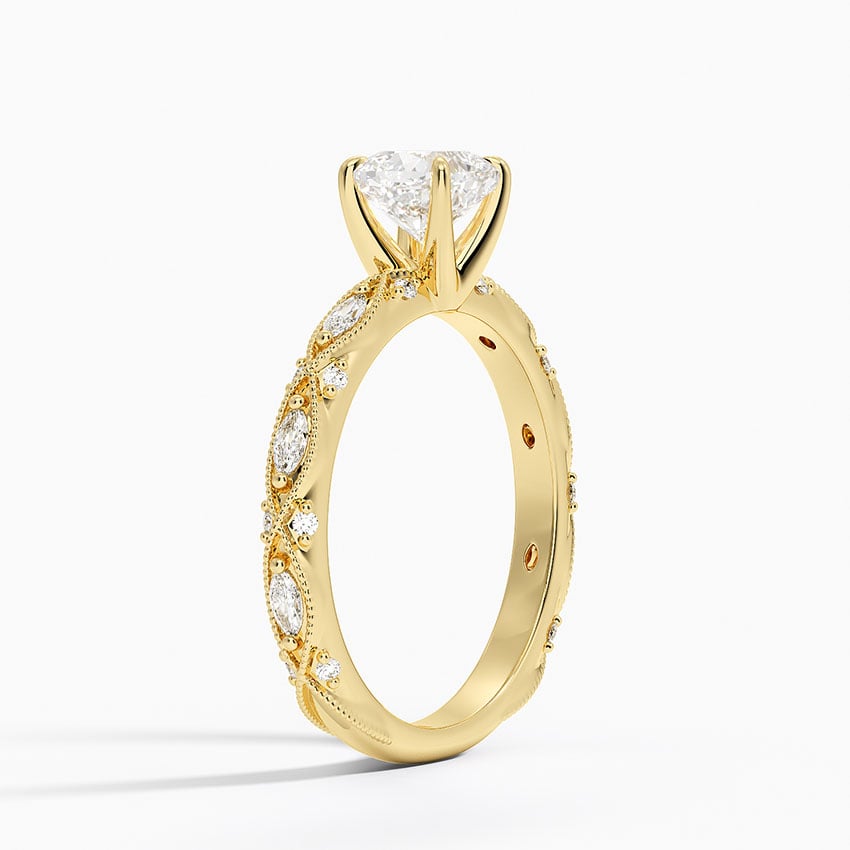 Celestia Milgrain Diamond Ring (1/4 ct. tw.) Yellow Gold 18k Cushion Engagement Ring