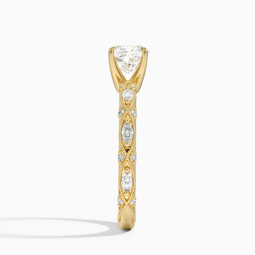 Celestia Milgrain Diamond Ring (1/4 ct. tw.) Yellow Gold 18k Cushion Engagement Ring