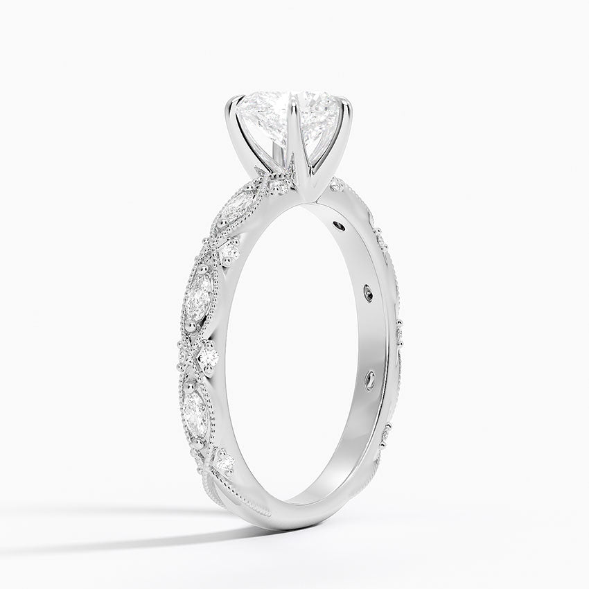 Celestia Milgrain Diamond Ring (1/4 ct. tw.) Platinum Heart Engagement Ring